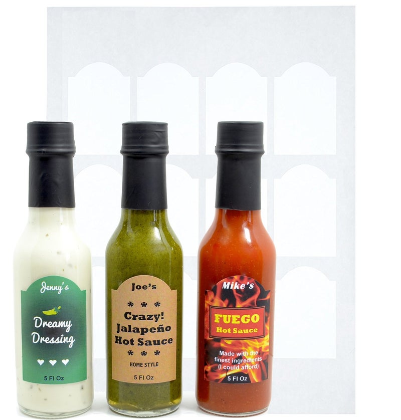 nicebottles Decorative Labels for Hot Sauce Bottles - 120 Blank Hot Sauce Labels, Perfect for 5oz Woozy - Image 1